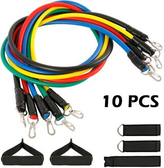 10 Stks/set Latex Resistance Bands Yoga Oefening Fitness Band Rubber Loop Buis Bands Gym Deur Anker Enkelbandjes Met Kit set