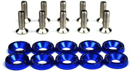 10 Stks/set M6 Jdm Bouten Auto Gemodificeerde Hex Bevestigingsmiddelen Fender Washer Bumper Motor Concave Schroeven Kentekenplaat Bouten Auto-styling blauw