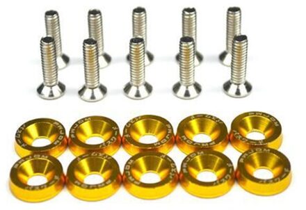 10 Stks/set M6 Jdm Bouten Auto Gemodificeerde Hex Bevestigingsmiddelen Fender Washer Bumper Motor Concave Schroeven Kentekenplaat Bouten Auto-styling goud