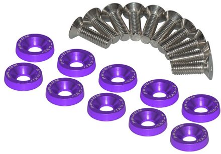 10 Stks/set M6 Jdm Bouten Auto Gemodificeerde Hex Bevestigingsmiddelen Fender Washer Bumper Motor Concave Schroeven Kentekenplaat Bouten Auto-styling paars