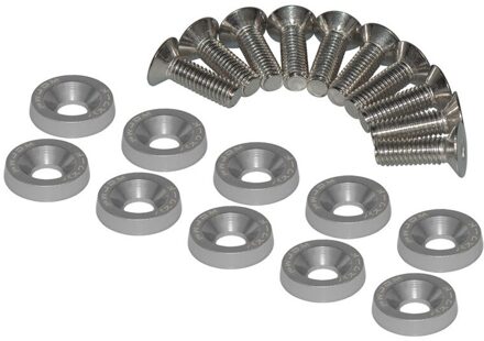 10 Stks/set M6 Jdm Bouten Auto Gemodificeerde Hex Bevestigingsmiddelen Fender Washer Bumper Motor Concave Schroeven Kentekenplaat Bouten Auto-styling zilver