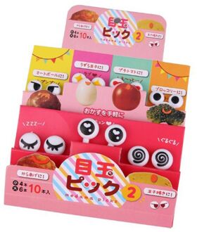 10 Stks/set Mini Spiesjes Leuke Cartoon Ogen Kawaii Lunch Bento Box Voedsel Fruit Picks Vork Sticks Buffet Sandwich Toppers Decoratie