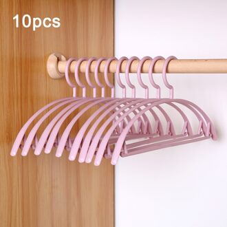 10 Stks/set Plastic Volwassen Hanger Antislip Kleding Broek Trui Jas Droogrek Balkon Outdoor Droogrek Closet Organizer roze