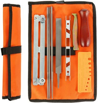 10 Stks/set Professionele Kettingzaag Ketting Slijpen Tool Kit Hardhout Handvat Ronde/Platte Bestand Gids Bar Bestand Sharpener Gereedschap