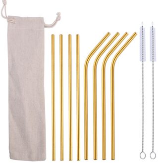 10 Stks/set Reiniging Borstels Festival Herbruikbare Rietjes Party Drinken Koffie Lange Draagbare Bar Rvs Cocktail Bruiloft