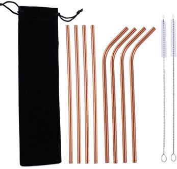 10 Stks/set Reiniging Borstels Festival Herbruikbare Rietjes Party Drinken Koffie Lange Draagbare Bar Rvs Cocktail Bruiloft