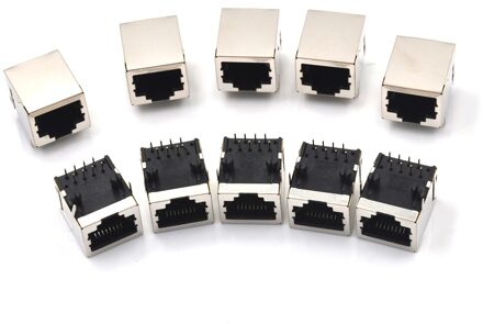 10 Stks/set RJ45 Netwerk Ethernet 8P 8C Vrouwelijke Socket Connectors 8Pin Pcb Mount RJ45 8P8C Enkel Netwerk Poort