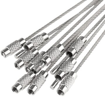 10 stks/set Roestvrij Staaldraad Sleutelhanger Cable Key Ring voor Outdoor Wandelen Tool Bureau Sets School Stationery Office Supplies