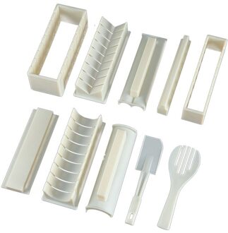 10 Stks/set Sushi Maker Apparatuur Kit, Japanse Rijst Bal Cake Roll Mold Sushi Multifunctionele Mould Maken Sushi Gereedschap SDF-SHIP