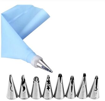 10 Stks/set Wedding Cake Decorating Icing Rvs Russische Nozzles Rok Taart Nozzles Piping Tips Gebak Siliconen Taart Tas lucht blauw