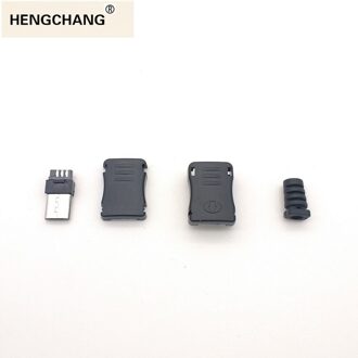 10 Stks/sets 4 In 1 Diy Micro Usb Lassen Type Man Plug Connector Plastic Cover Zwart