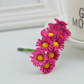 10 stks slik Mini daisy boeket Bruiloft decoratie Nep gerbera diy krans bonbondoos Handgemaakte materiaal Kunstmatige zonnebloem roos rood