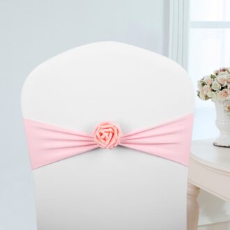10 stks Stoel Sjerpen Bows Decor Elastische Spandex Stoel Sjerp met Roze Bloem Stretch Stoel Band Bruiloft Decoratie Rood