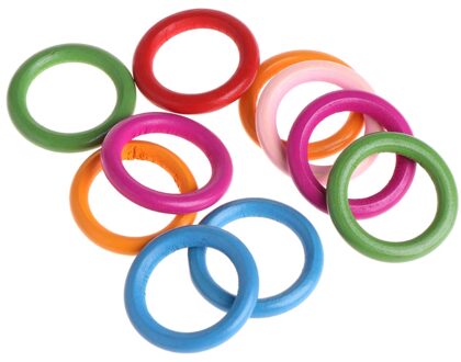 10 stks/zak Kleurrijke Houten Ringen Papegaai Speelgoed Accessoires Kleurrijke Willekeurige Kleur DIY Ornament 3.4cm x 2.1cm