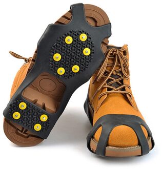 10-Stud Ijs Sneeuw Schoen Rubber Spikes Antis Slip Stijgijzers Stretch Schoeisel Ice Gripper Winter Schoenen Laarzen Lopen Vissen gereedschap M