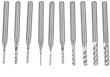 10 stuks 1/8 "PCB Graveerfrees Boren Roterende CNC End Mill 0.8-3.175mm Mayitr Voor power Tools