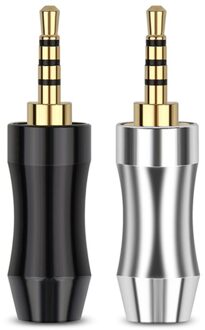 10 Stuks 2.5Mm Jack 4 Pole Stereo Oortelefoon Plug Audio Connector Hifi Headset Rhodium/Vergulde Koperen Draad connector kleur Mixing1 / 20stk