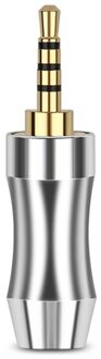 10 Stuks 2.5Mm Jack 4 Pole Stereo Oortelefoon Plug Audio Connector Hifi Headset Rhodium/Vergulde Koperen Draad connector Silver1 / 10stk