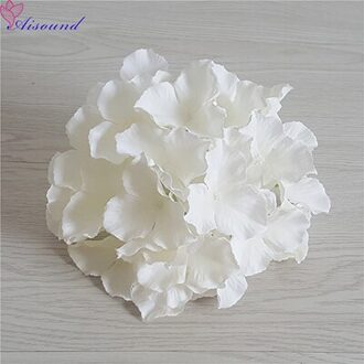 10 Stuks 20Cm Grote Zijden Hortensia Bloem Stem Bloemen Tak Voor Bruiloft Decoratie Diy Bloemen Muur Levert Beige wit