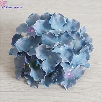 10 Stuks 20Cm Grote Zijden Hortensia Bloem Stem Bloemen Tak Voor Bruiloft Decoratie Diy Bloemen Muur Levert donker blauw