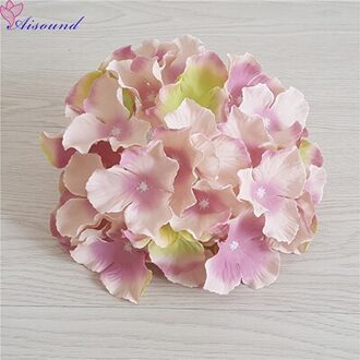 10 Stuks 20Cm Grote Zijden Hortensia Bloem Stem Bloemen Tak Voor Bruiloft Decoratie Diy Bloemen Muur Levert donker champagne