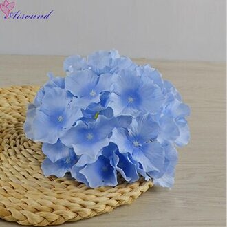 10 Stuks 20Cm Grote Zijden Hortensia Bloem Stem Bloemen Tak Voor Bruiloft Decoratie Diy Bloemen Muur Levert lucht blauw