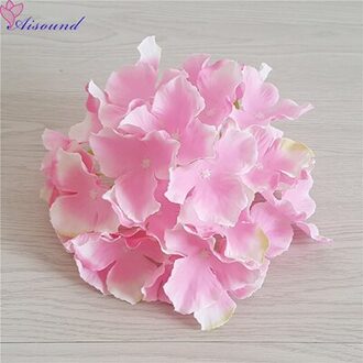 10 Stuks 20Cm Grote Zijden Hortensia Bloem Stem Bloemen Tak Voor Bruiloft Decoratie Diy Bloemen Muur Levert roze 1