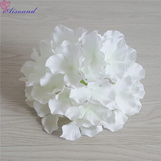 10 Stuks 20Cm Grote Zijden Hortensia Bloem Stem Bloemen Tak Voor Bruiloft Decoratie Diy Bloemen Muur Levert Snow wit