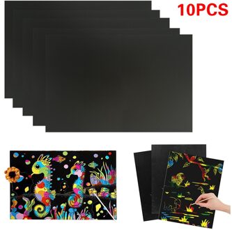 10 stuks 26 cm X 19 cm Scratch Art Paper Magic Schilderen Papier met Tekening Stick Voor Kinderen Educatief Speelgoed kleurrijke Tekening Speelgoed