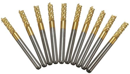10 Stuks 3.175Mm Carbide End Mill 1/8 Inch Schacht Titanium Gecoat Cnc Pcb Graveren Carbide Materiaal Met Goede Frezen