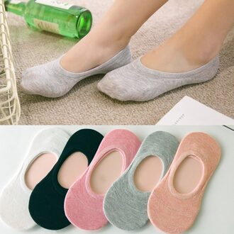 10 stuks = 5 pairs vrouwen lente zomer onzichtbare sokken snoep kleur siliconen antislip ondiepe mond vrouwelijke slipper sokken