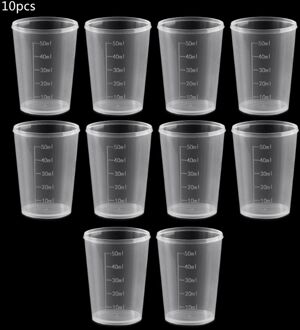 10 Stuks 50Ml Plastic Laboratorium Fles Lab Test Meten Container Cups Plastic Liquid Maatbekers