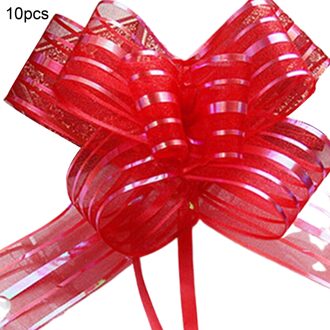 10 Stuks 50Mm Pull Boog Multicolor Elegante Organza Duurzaam Diy Strik Voor Party Lint Boog Box decoratie Rood