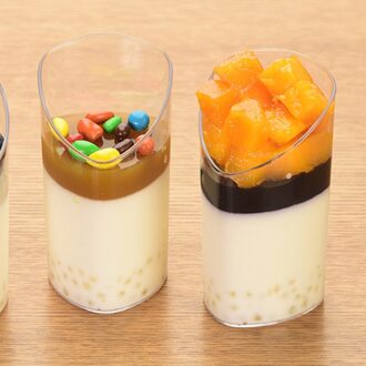 10 Stuks 80Ml Mini Dessert Cups Clear Schuine Voorgerecht Cup Jelly Pudding Mousse Cup