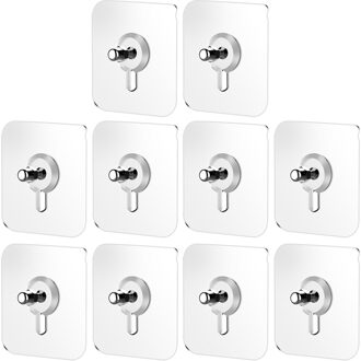 10 Stuks Adhesive Haken Zelfklevende Haken Lijm Pads Muur Schroef Stickers zilver 10