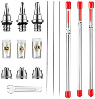 10 Stuks Airbrush Nozzle Naald Nozzle Cap Kit Met Wrench Airbrush Vervanging Onderdelen Voor Airbrush Sproeier Accessoires