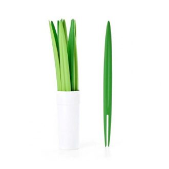 10 Stuks Bamboe Bladvorm Plastic Fruit Dessert Vork Cocktail Decor Keuken Tool