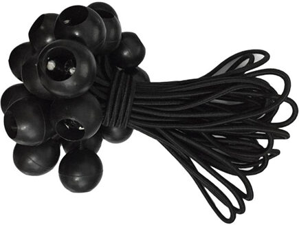 10 stuks Black Ball Bungee Tie Down Elastisch Koord voor Tent Bagage en Andere Camping Accessoires (15 cm)