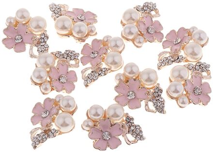 10 Stuks Bloem Plaksteen Parel Strass Diy Versieringen Voor Bruiloft roze