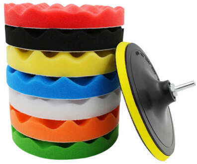 10 Stuks Buffing Pad 3 ''4'' 5 ''6'' Auto Spons Polijstschijf Zelfklevende Waxen pad Kit Met Boor Adapter Voor Auto Polijstmachine zwart