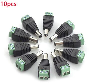 10 Stuks Dc Man Plug Connector Adapter Voeding Voor Video Camera Cctv Accessoires Led Strips Light Lamp 5.5X2.1Mm L19