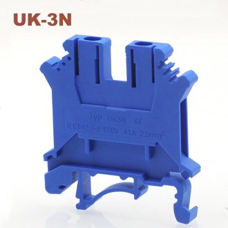 10 Stuks Din Rail Universele Schroef Terminal Blokken UK-3N Bornier Elektrische Draad Terminals Blok Connector Messing Morsettiera 41A blauw