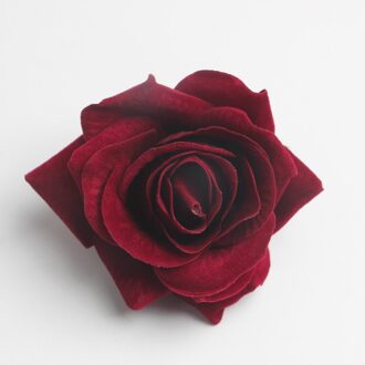 10 Stuks Diverse Kleuren Kunstmatige Fluwelen Rose Bloemhoofdjes Decoratie wijn rood