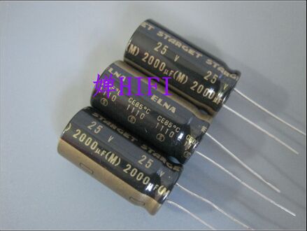 10 Stuks Elna Starget 25V2000UF 12.5X25 Mm Staaf 2000 Uf 25V Zwarte Goud 2000 Uf/25 V Filter Audio Elektrolytische Condensator 25V 2000 Uf