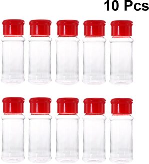 10 Stuks Glas Spice Pot Kruiden Flessen Peper Shakers Zout Jar Kruiderij Kan Cruet Keuken Accessoires Voor Barbecue (Rood)