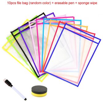 10 Stuks Herbruikbare Droog Uitwisbare Zakken Transparante Schrijven En Veeg Tekentafel Droge Borstel Tas Bestand Pocket Voor Onderwijs Kids pastels
