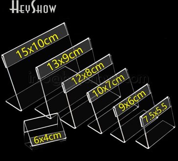 10 Stuks L-Vormige Acryl Bureau Prijskaartje Houder Helder Acryl Tafel Teken Label Frame Desktop Display Stand Papier Naam kaarthouders 80x40mm