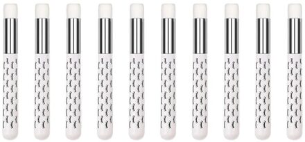 10 Stuks Lash Shampoo Borstels, Peel Off Meeëter Borstel Remover Tool, Neus Porie Diepe Reiniging Borstel, gezichtsreiniging Borstels 10 x wit zilver