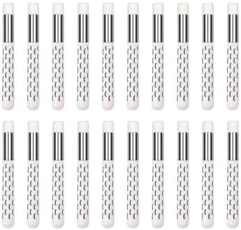 10 Stuks Lash Shampoo Borstels, Peel Off Meeëter Borstel Remover Tool, Neus Porie Diepe Reiniging Borstel, gezichtsreiniging Borstels 20 x wit zilver