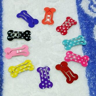 10 Stuks Metalen Accessoires Dier Puppy Decoratie Print Bone 2.5Cm Willekeurige Grooming Pet Hair Clip